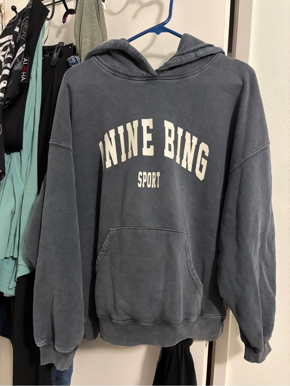 Anine Bing Sport sz Small S washed black hoodie sweatshirt